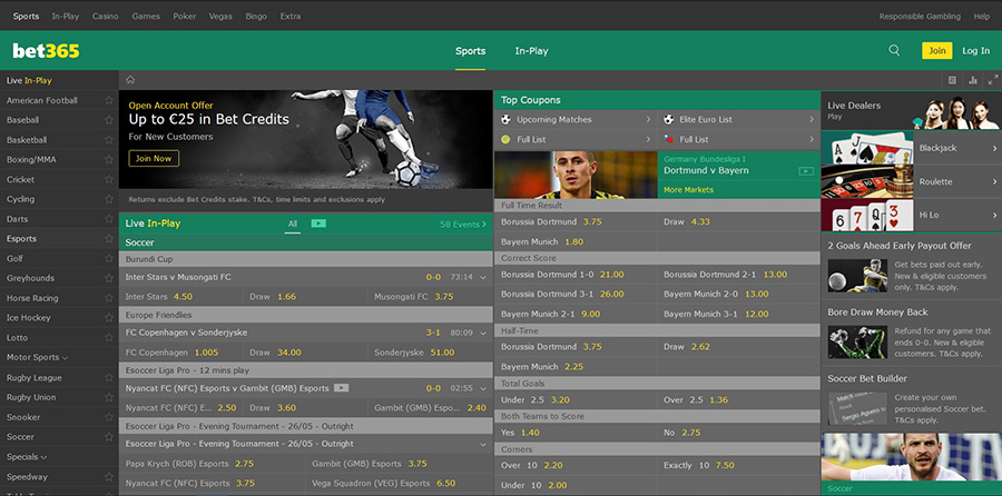 Bet365 betting site and app.