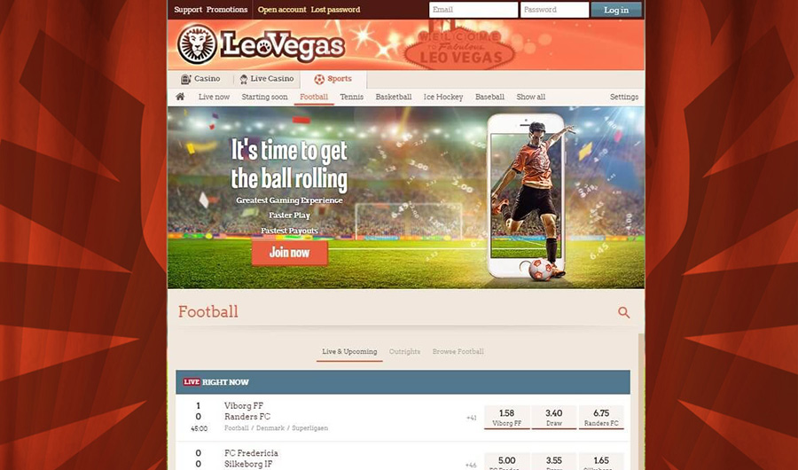 LeoVegas betting site and app.